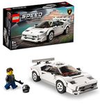 LEGO Speed Champions Lamborghini Countach, Race Car Toy Model Replica, Collectible Building Set with Racing Driver Minifigure 76908