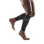 CEP Men’s Calf Compression Running Sleeves | Running Ultralight Calf Sleeves, Black/Light Grey, 5