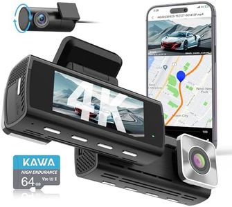 KAWA 4K WiFi Dash Cam, AI-ISP True Color Night Vision, Sony STARVIS IMX415, 4K+1080P Front and Rear Dual Car Camera, Free 64GB TF Card, GPS, 3.16 inch IPS Screen, 24H Parking Mode, Support 256GB Max