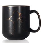 SHOWFULL 20oz Gold Marble Pattern Inlay Large Coffee Mug, 600ml Classic Ceramic Tea Cup with Handle for Men Women, Matte Black