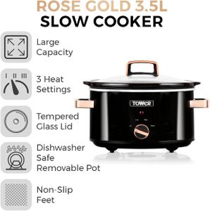 Tower 3.5L Slow Cooker – Rose Gold Finish