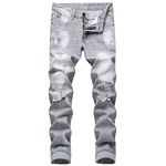 LZLER Mens Ripped Jeans,Distressed Destroyed Slim Fit Straight Leg Denim Pant with Holes, Light Grey 870, 34