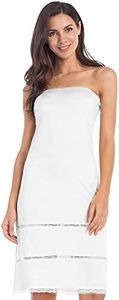 MANCYFIT Tube Top Dress Slip for Women Sleeveless Underdress Invisible Straps White Medium