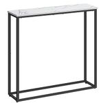 HOOBRO Console Table, Narrow Console Table for Hallway Slim, Hallway Table, Small Sofa Table for Small Spaces, Living Room, Entrance, Bedroom, Metal Frame, Marble, Black EBM76XG01