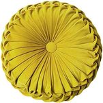 Teieas Round Throw Pillow Velvet Home Decoration Pleated Round Pillow Cushion for Couch Chair Bed Car Light Yellow