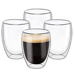 ComSaf Double Wall Glass Cups 12 OZ - Set of 4, Insulated Thermal Mugs Drinking Glasses for Tea, Coffee, Latte, Cappucino, Cafe, Milk (Clear)