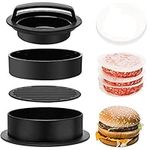 Jackcell Hamburger Press Patty Maker, 3-in-1 Non Stick Stuffed Burger Press with 100 Wax Papers, Cookery Mold Tool for BBQ Grilling Hamburgers, Beef Patties and Sliders