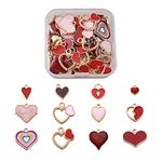 Cheriswelry 60pcs Mini Enamel Heart Pendants 12 Styles Metal Love Heart Charms Dangle Beads Golden Plated for Jewellery Bracelet Making