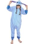 GONAAP Kids Stitch Onesie Pajamas Animal One Piece Halloween Costume Cosplay for Boys Girls (Stitch, 13-14Years)