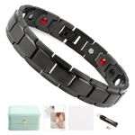 Magnetic Bracelet for Men, Stainless Steel 4 Elements Magnetic Bracelets, Adjustable Length Magnetic Field Therapy jewelry with Sizing Tool(Gift box packaging)