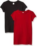 Marky G Toddler Baby Girls Soft Cotton Basic Layering T-Shirts Tops Shorts Sleeve Crewneck,2 Pack Black/RED, 2T