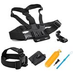 SHOOT 4in1 Sports Action Camera Accessories Kit for GoPro Hero 8 Hero 13/12/11/10/9/8/7 Hero (2018) SJCAM SJ4000 SJ5000 SJ6000 APEMAN AKASO Cameras Head Strap + Chest Strap + Floating Grip + Pouch