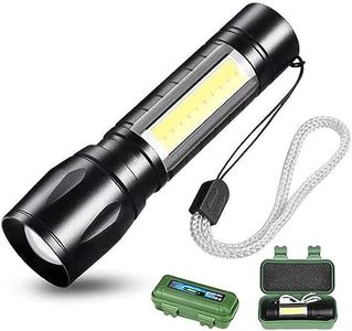 DOTCOM LED Emergency Handheld Flashlight USB Rechargeable Flashlight 3 Modes Adjustable Focus,Portable Waterproof LED Flashlight with COB Side Lights，Best Tactical Torch for Hurricane (1pack)