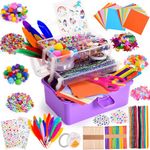 Crafts for Kids Toys for 4-12 Year Old,Arts and Crafts Supplies with Folding Storage Box，Preschool Homeschool Craft Set Toys Gift for 4 5 6 7 8 9 10-12 （Purple）