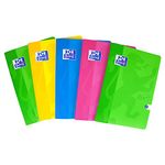 Oxford Touch A4 Premium Exercise Books, 8mm Lined, 120 Pages, Assorted Colours, Pack of 5