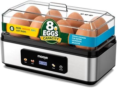 Mooye Rapid Egg Cooker for Hard Boiled Eggs, Electric Egg Steamer 3 IN 1 Soft Medium Hard Boiled, Egg Maker with Auto Shut-Off, Egg Boiler for Kitchen Breakfast & Fitness, BPA-Free, Holds 8 Eggs