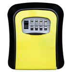 Loboo Idea Key Storage Lock Box, 4-Digit Combination Lock Box, Wall Mounted Lock Box, Resettable Code (114x94x40mm, Yellow)