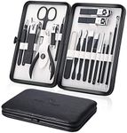 Keiby Citom Professional Stainless Steel Nail Clipper Travel & Grooming Kit Nail Tools Manicure & Pedicure Set of 18pcs with Luxurious Case (Black/White)