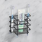 Linkidea Wall Mount Toothbrush Holder for Shower, Stainless Steel Tooth Brush Stand, Wallmount/Countertop 3 Slots Organizer Compatible with Colgate Extra Clean, Oral-B CrossAction (Black)