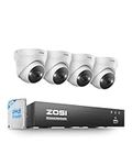 ZOSI 4K PoE CCTV Security Camera System, 4x8MP Person Vehicle Detection PoE IP Cameras Indoor Outdoor, 8 Ports 16CH 4K CCTV System NVR with 2TB HDD,Color Night Vision,Smart Light Siren, 2-Way Audio