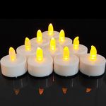 12 Pack Flickering Battery Operated Flameless Led Tea Light Candles with Timer,6 Hours on and 18 Hours Off, tealight Candles for Wedding,Halloween,Christmas,Festival..in Warm Yellow