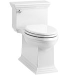 KOHLER K-6428-0 Memoirs Stately Comfort Height Skirted One-Piece Compact Elongated 1.28 GPF Toilet with AquaPiston Flush Technology and Left-Hand Trip Lever, White