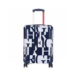 Tommy Hilfiger Colorado Spring Unisex Hard Luggage Trolley Bag - 67 cms, Navy & White Zipper Closure 8 Wheel Medium Bag Travel Gear