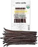 50 Organic Madagascar Vanilla Beans - Gourmet Grade A Premium Vanilla Pods - For Vanilla Extract & Baking - For Cooking, Desserts & More - 100% Vegan & Kosher - Non-GMO & Gluten-Free - Native Vanilla