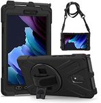 Gerutek Shockproof Case for Samsung Tab Active 3 8.0 inch, SM-T570/T575/T577 Heavy Duty Rugged Tough Case with Pen Holder,360 Rotating Stand/Straps Protective Cover for Galaxy Tab Active 3,Black