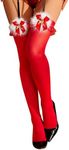 RSLOVE Women Christmas Thigh High Stockings Sexy Santa Fishnet Lingerie Red Hosiery Pantyhose, Mesh