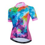 YOUALSO Cycling Jersey Women, Mountain Bike Jersey Ladies Cycle Shirt Bicycle Clothes Biking Tops Colorful Pink M