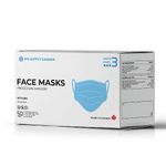 PPE Supply ASTM LEVEL 3 Disposable Face Masks - 3 Ply - Made in Canada Face Mask (Pack of 50) (Medium, Blue)