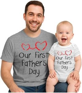 Tstars Our First Father's Day Dad and Baby Matching Outfits | New Dads Gift with Dad Shirt and Infant Bodysuit Dad Gray Large/Baby gray/white 18M (12-18M)