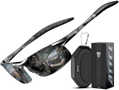 ATTCL gifts for men Fashion Driving Polarized Sunglasses for Men Al-Mg Metal Frame Ultra Light (Black1,8177)