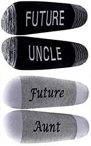 LEVLO New Aunt Uncle Gift Future Anut Uncle Cotton Socks Pregnancy Announcement Socks for Uncle Aunt To Be (2 Pairs/Set -Mid Calf -1- Uncle&Aunt)