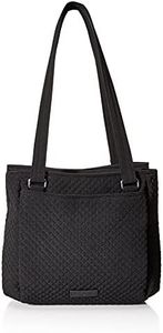 Vera Bradley Women's Microfiber Multi-Compartment Shoulder Satchel Purse, Classic Black, One Size