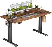 Sweetcrispy Electric Adjustable Height Standing Desk - 55 x 24 inch Sit to Stand Up Desk with Splice Board, Rising Home Office Computer Table with 2 Hook and Wire Hole for Work