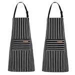 YUANJIASHUN YAO 2 Pack Unisex Adjustable Bib Apron with Pockets Cooking Kitchen Chef Women Men Aprons for Home Kitchen, Restaurant,Coffee House