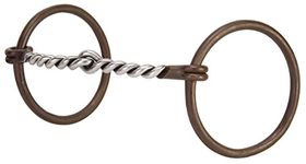 Weaver Leather Professional Ring Snaffle Bit, 5" Twisted Curved Mouth, Antiqued