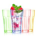 YINJOYI 410ml Colored Plastic Cups Highball Drinking Glasses Tall Water Tumblers Kids Smoothie Cup Reusable Beakers Glassware Picnic Drinkware