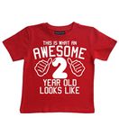 Edward Sinclair | 7-8 Years | This What an Awesome 7 Year Old Looks Like | Red Boys | 7th Birthday T-Shirt | White Print