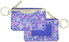 Lilly Pulitzer ID Holder Wallet, Blue Keychain Wallet with Zip Close, Cute Card and ID Case for Women, Happy As A Clam