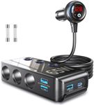 Cigarette Lighter Usb Charger,Cigarette Lighter Adapter Splitter with PD65 Charger Port 120W Multi Socket Car Charger Splitter 4 USB Ports Fast Charging Power Outlet (Black with PD 65W)…