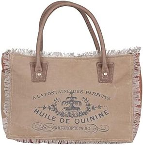 Myra Bag Western Upcycled Canvas Handbag for Women - Leather Shoulder Bag Ecru