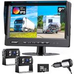 DVKNM Ultimate 9" AHD IPS Monitor 1080P HD DVR Recording Dual Split Backup Camera Complete Kit for Car Truck RV IP69 Waterproof Camera Sharp Rear View Split Image Included SD Card Easy DIY Install