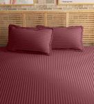 Sleeping Owls Luxury Soft 100% Cotton Satin Stripe 210 Tc 2Pc Pillow Cover-50 cm X75 cm (Burgundy)