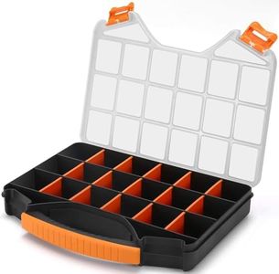 Massca Hardware Organizer box with dividers - 18 Compartments Small Parts Organizer with Accessible Hinged Lid - Durable Plastic Screw Organizer Store Nuts, Bolts, Screws, Nails, & Small Hardware