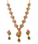 Sasitrends Traditional Micro Gold Plated American Diamond Stone Studded Designer Necklace Jewellery Set for Women & Girls