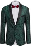 COOFANDY Men's Floral Tuxedo Suit Jacket Slim Fit Dinner Jacket Party Prom Wedding Blazer Jackets Green