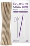 RENOUVO Sugarcane Straws - Home-compostable, Carbon Footprint Verified, Plastic-free, PFAS-free, Eco-friendly Straws for Sodas, Juices, Coffee & More (REGULAR STRAW PACK of 100 SIZE 8.27" x 0.24")